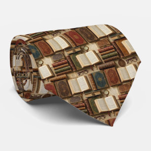 Antique Books Pattern Librarian Antiquarian Tie