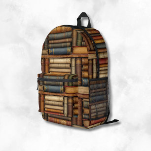 Antique Books w Name Loaded with Interior Extras Printed Backpack