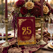 Antique Bordeaux Red and Gold Elegant