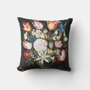 Antique Bosschaert Dutch Tulips and Roses Art Cushion