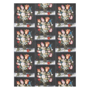Antique Bosschaert Dutch Tulips and Roses Art Tablecloth