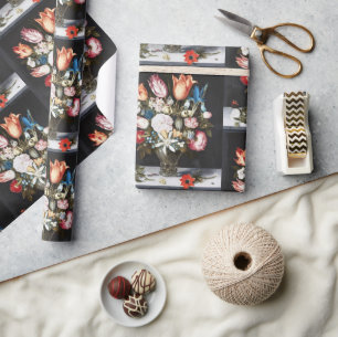 Antique Bosschaert Dutch Tulips and Roses Art Wrapping Paper