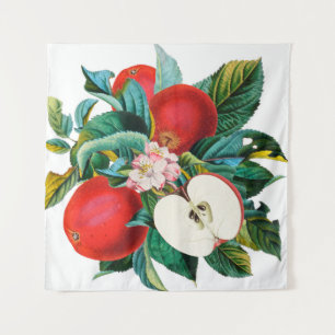 Antique botanical apple fruit arrangement, apple t tapestry