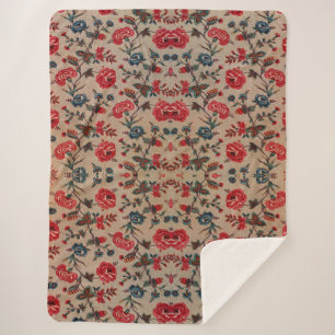 Antique Botanical Art Nouveau Floral Pattern   Sherpa Blanket