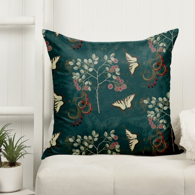 Antique Botanical Butterflies and Catclaw Acacia Cushion (Creator Uploaded)