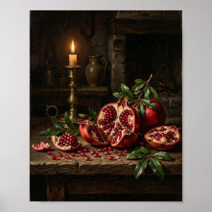 Antique Botanical Fig Pomegranate Still Lif Poster