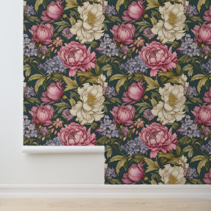 Antique Botanical Floral Wallpaper