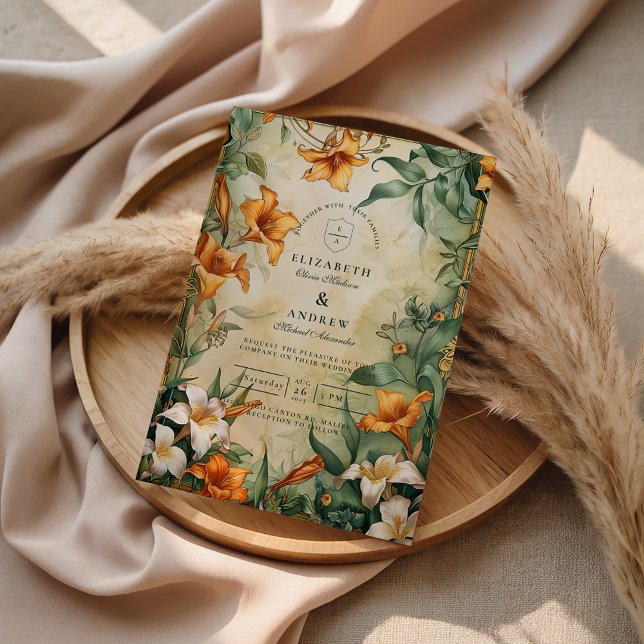 Antique Botanical Floral Wedding Invitation (Creator Uploaded)
