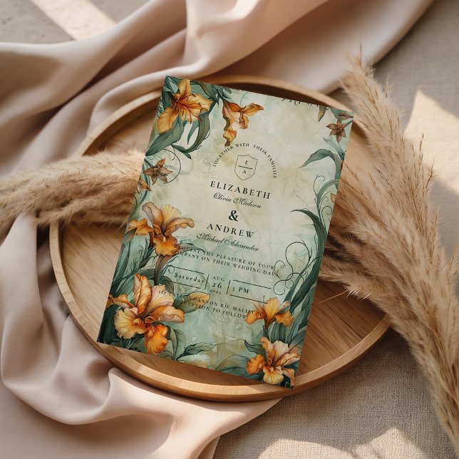 Antique Botanical Lily Wedding Invitation (Creator Uploaded)