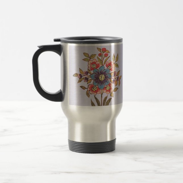 Antique Bouquet Travel Mug (Left)