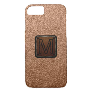 Antique brass Leather Look Monogram iPhone 8/7 Case