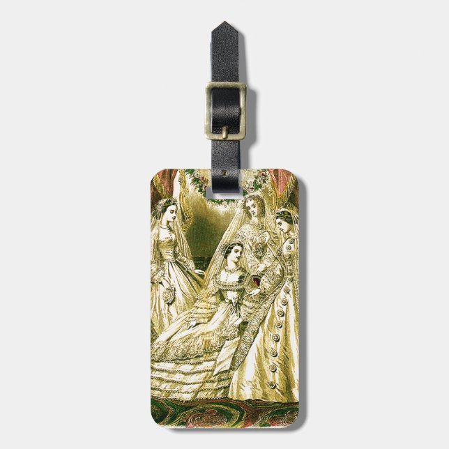 Antique Bride Vintage Wedding Luggage Tag (Front Vertical)