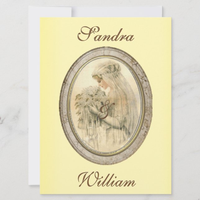 Antique Bride Yellow Wedding Invitation (Front)