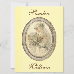 Antique Bride Yellow Wedding Invitation