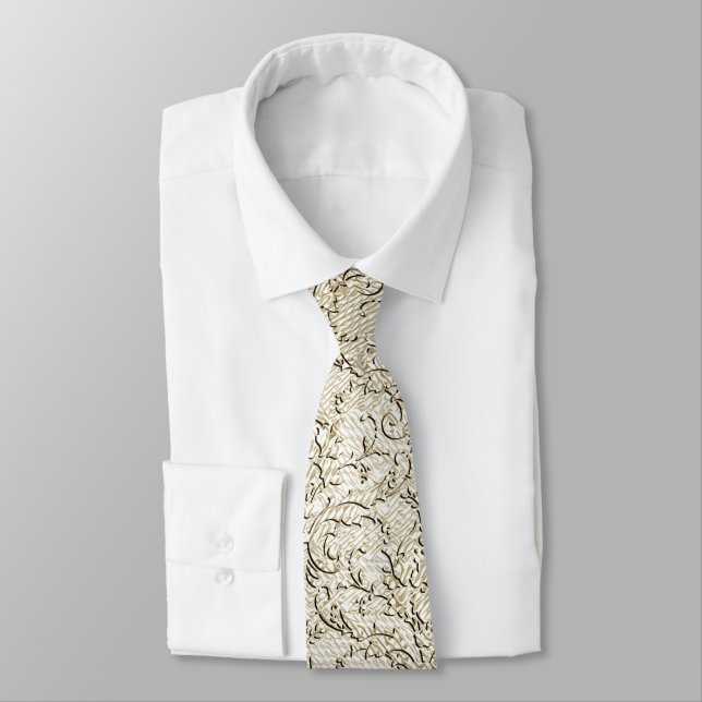 Antique Brocade Damask Tie (Tied)