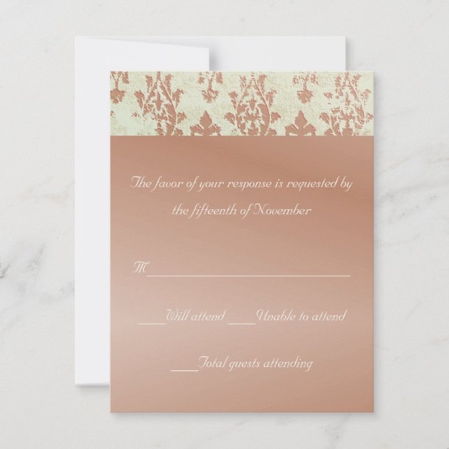 Antique Brocade Wedding Response Card (Front)