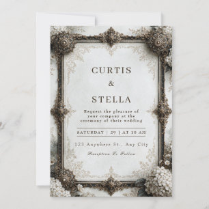 Antique Bronze Blossom Wedding Invitation