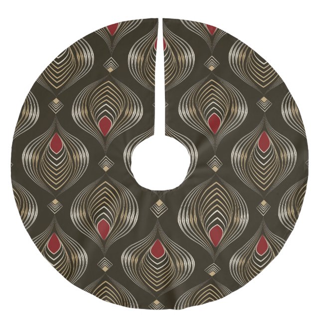 Antique Bronze: Seamless Ornamental Elegance Brushed Polyester Tree Skirt (Front)