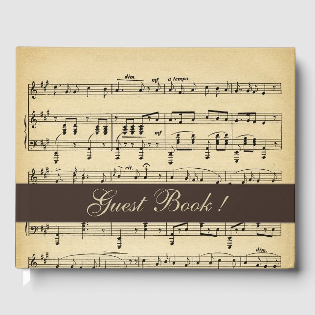 Antique Brown Music See Updated Guest Book (Front)