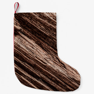 Antique brown obsolete wooden background. age-old, small christmas stocking