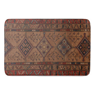 Antique Brown Persian Rug w/ Geometric Shapes