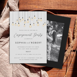 Antique Bulbs Hanging Lights Engagement Party Invi Invitation
