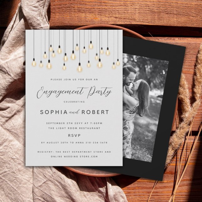 Antique Bulbs Hanging Lights Engagement Party Invitation (Creator Uploaded)