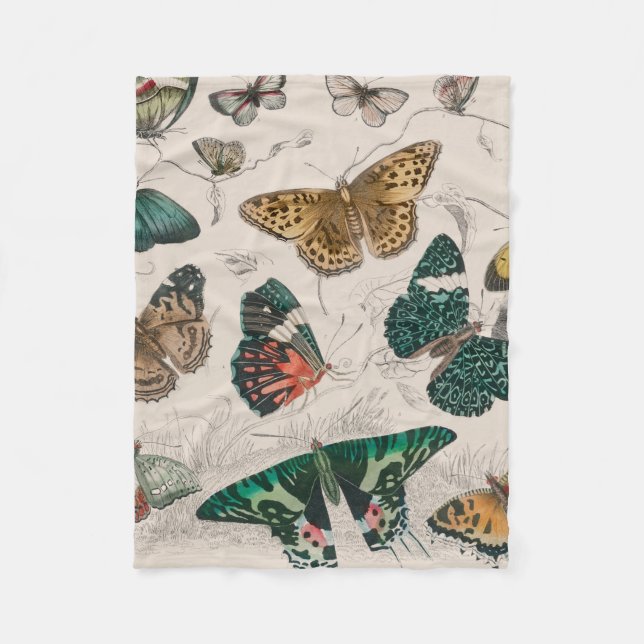 Antique Butterfly Illustration: 1820 Goldsmith Fleece Blanket (Front)