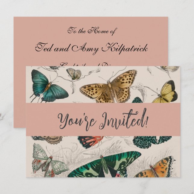 Antique Butterfly Illustration: 1820 Goldsmith Invitation (Front/Back)