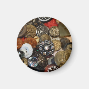 Antique Button Collage Magnet (round)