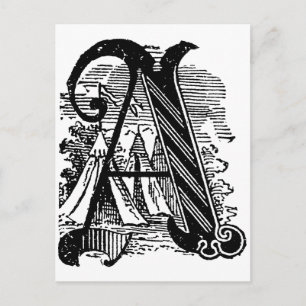 Antique Calligraphy Lettering Masonic Letter A Postcard