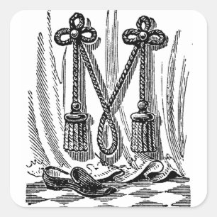 Antique Calligraphy Masonic Symbols Letter M Square Sticker
