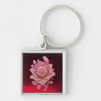 ANTIQUE CAMEO / BEAUTIFUL PINK ROSE ,Red Burgundy Key Ring