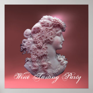ANTIQUE CAMEO,LADY WITH GRAPES AND GRAPEVINES POSTER