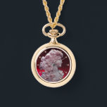 ANTIQUE CAMEO, LADY WITH GRAPES AND GRAPEVINES WATCH<br><div class="desc">Ancient cammeo jewel with a beautiful woman profile with long hair ornamented with grapes and grapevines for vineyard harvest. 3D pink gem stones</div>
