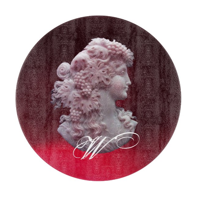 ANTIQUE CAMEO,LADY WITH GRAPES MONOGRAM CUTTING BOARD (Front)