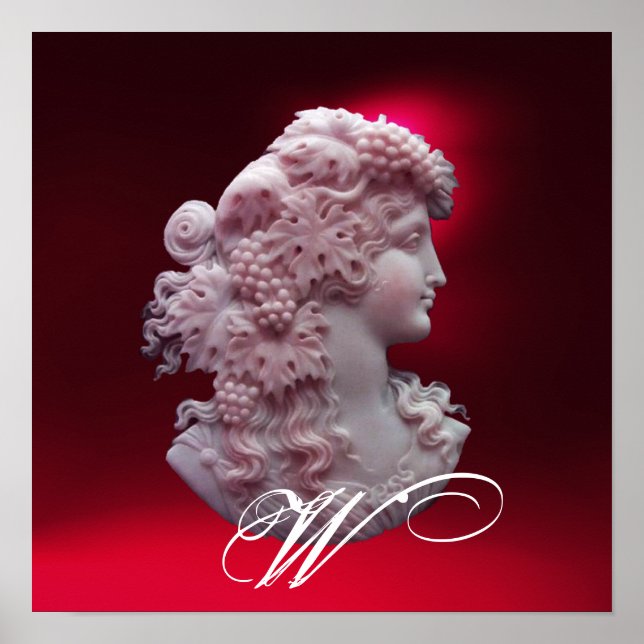 ANTIQUE CAMEO,LADY WITH GRAPES MONOGRAM POSTER (Front)