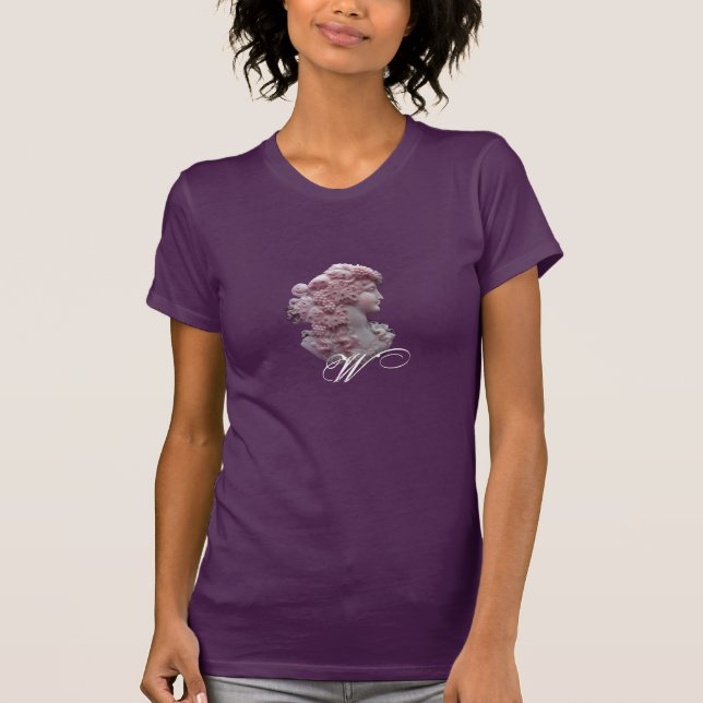 ANTIQUE CAMEO,LADY WITH GRAPES MONOGRAM T-Shirt (Front)