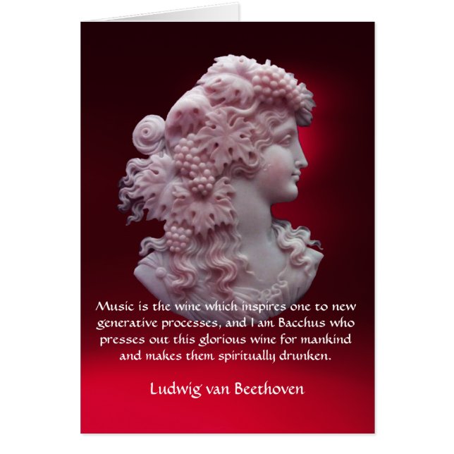 ANTIQUE CAMEO,LADY WITH GRAPES ,WINE MUSIC QUOTE (Front)