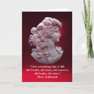 ANTIQUE CAMEO,LADY WITH GRAPES ,WINE QUOTE CARD