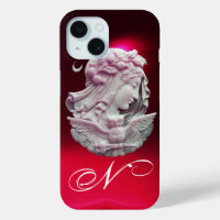 ANTIQUE CAMEO,MOON LADY OF NIGHT WITH OWL MONOGRAM