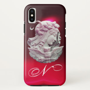 ANTIQUE CAMEO,MOON LADY OF NIGHT WITH OWL MONOGRAM iPhone XS CASE