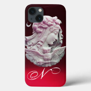 ANTIQUE CAMEO,MOON LADY OF NIGHT WITH OWL MONOGRAM iPhone 13 CASE