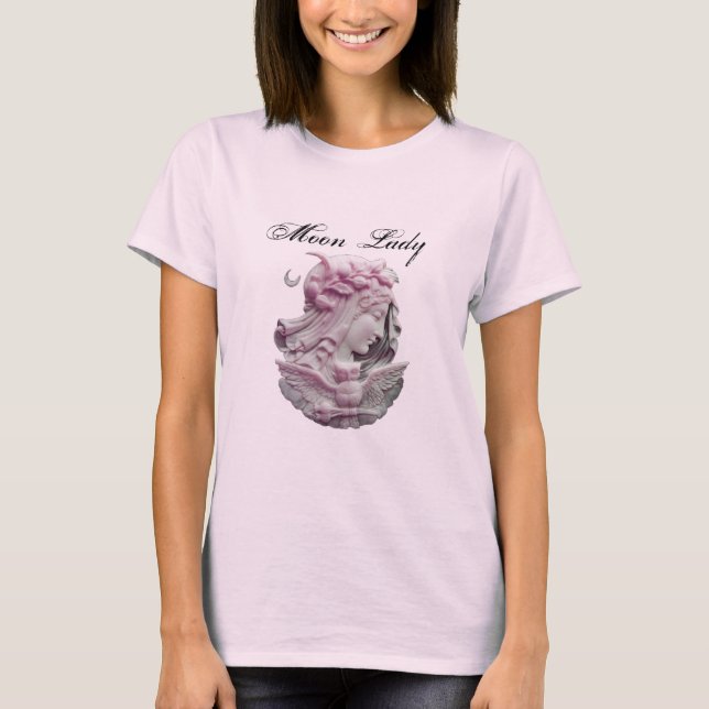 ANTIQUE CAMEO,MOON LADY OF NIGHT WITH OWL T-Shirt (Front)