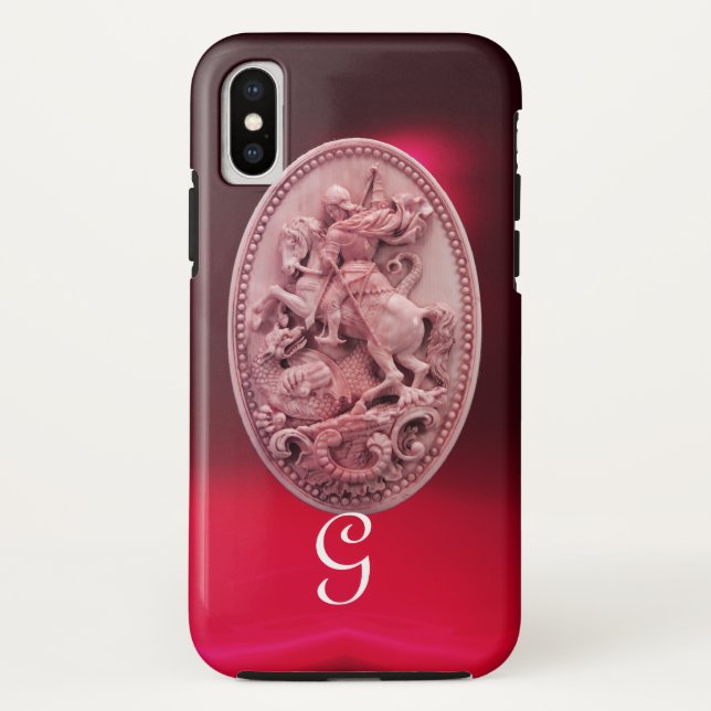 ANTIQUE CAMEO / SAINT GEORGE AND DRAGON MONOGRAM Case-Mate iPhone CASE (Back)