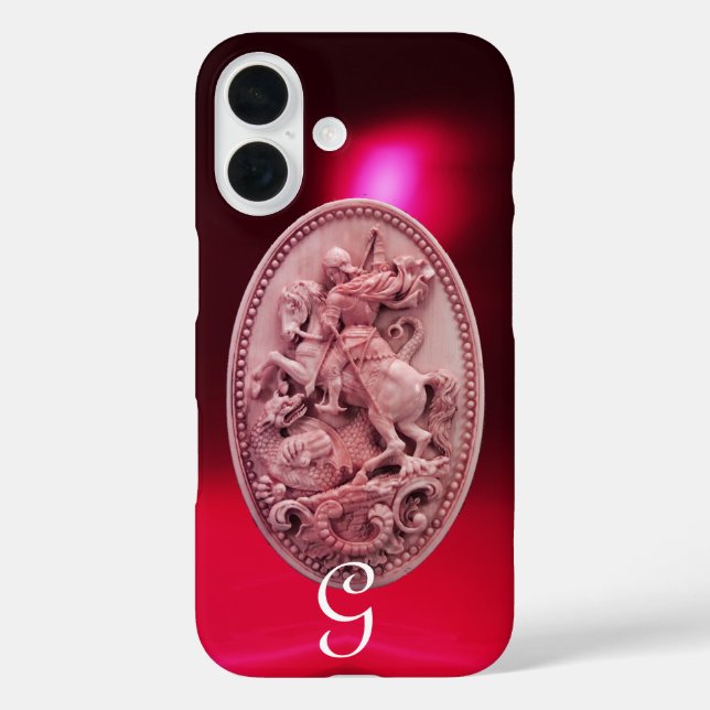 ANTIQUE CAMEO / SAINT GEORGE AND DRAGON MONOGRAM Case-Mate iPhone CASE (Back)