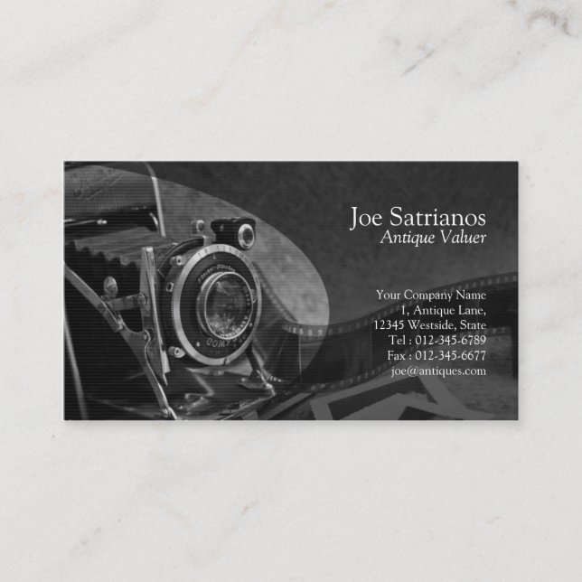 Antique Camera Grey Business Card (Front)