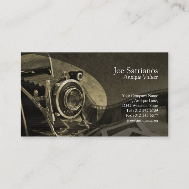 Antique Camera Ochre Business Card (Front)