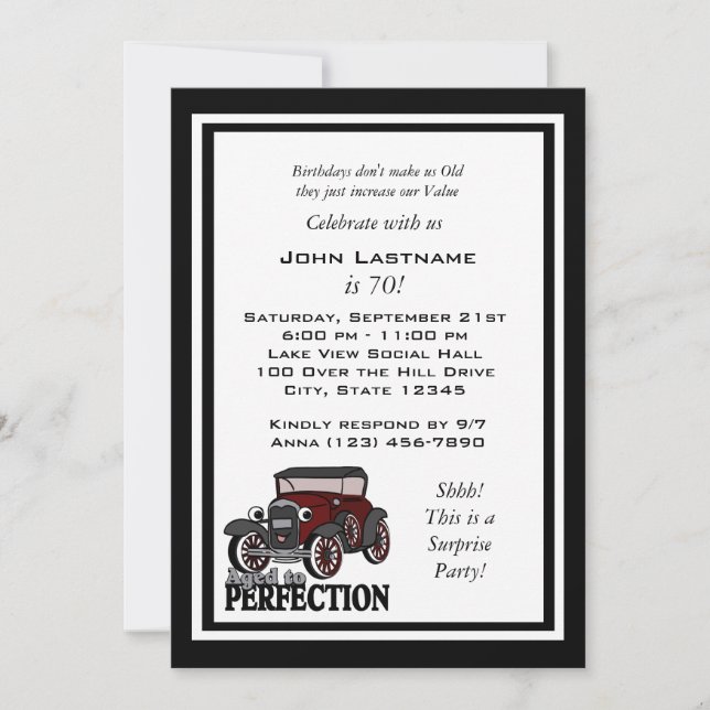 Antique Car Birthday Invite (Front)