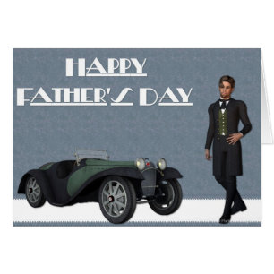 Antique Car & Man Happy Father's Day Greeting Card